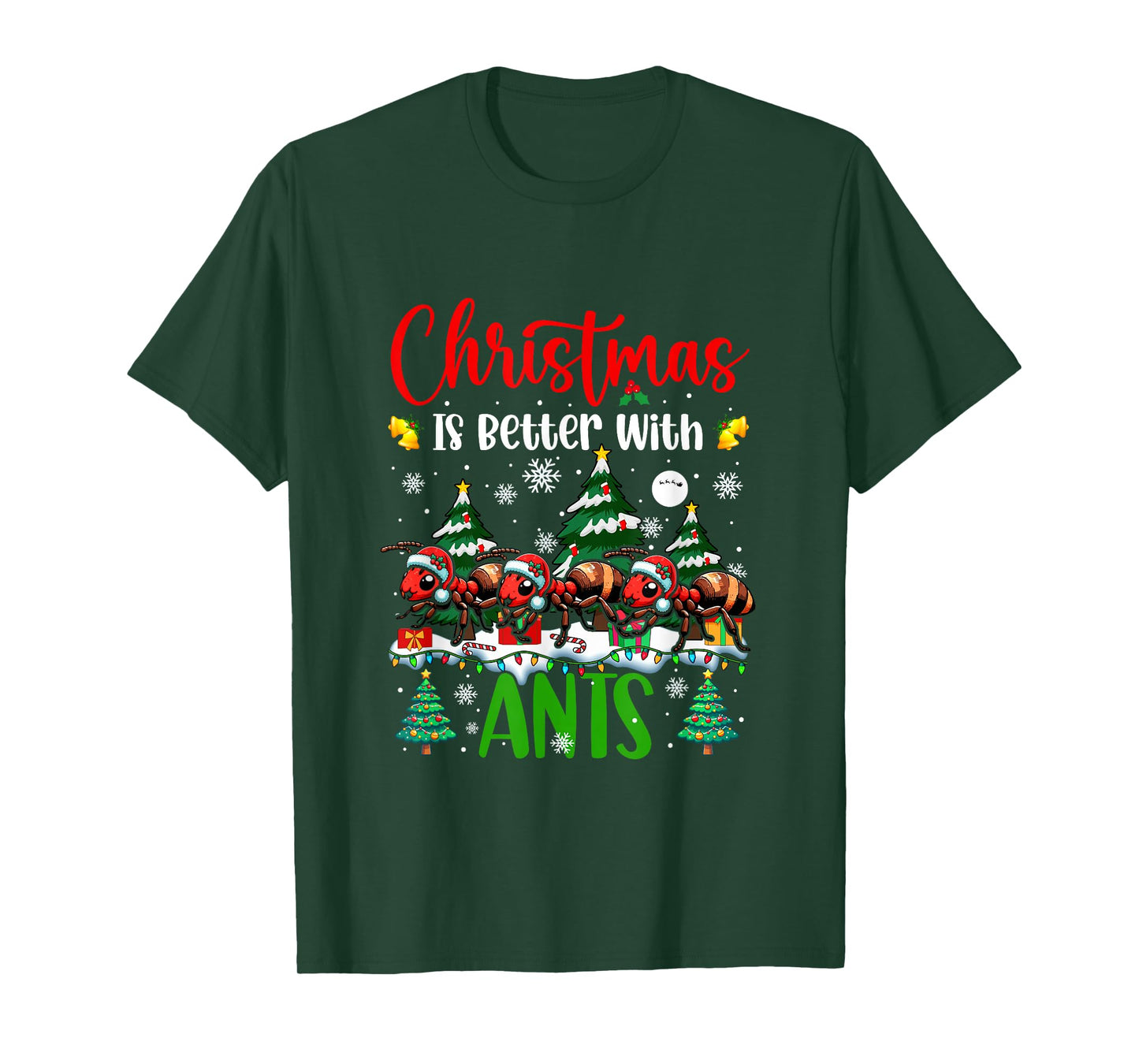 Xmas is Better Funny Joke Ants Lover Christmas Tree T-Shirt