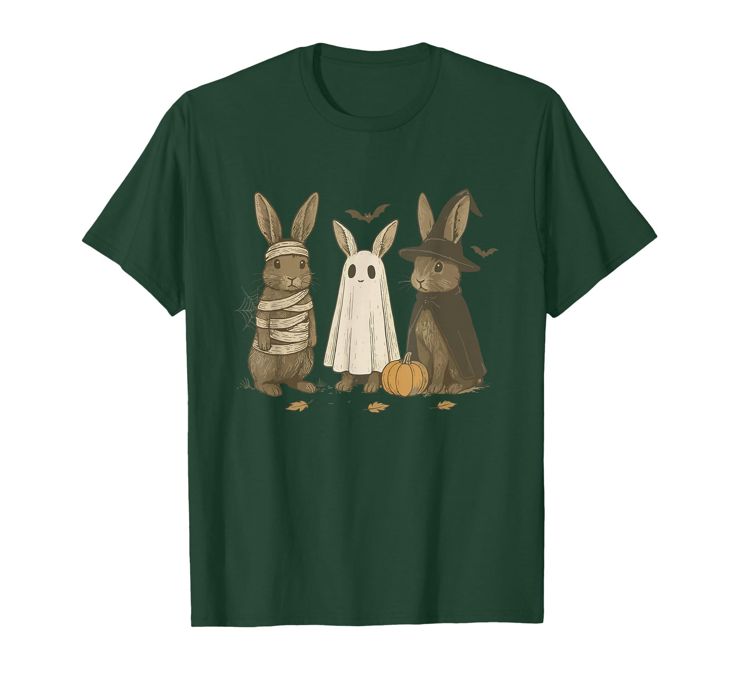 Fall Rabbit Ghost Halloween Spooky Witch Bunny Rabbit Farm T-Shirt