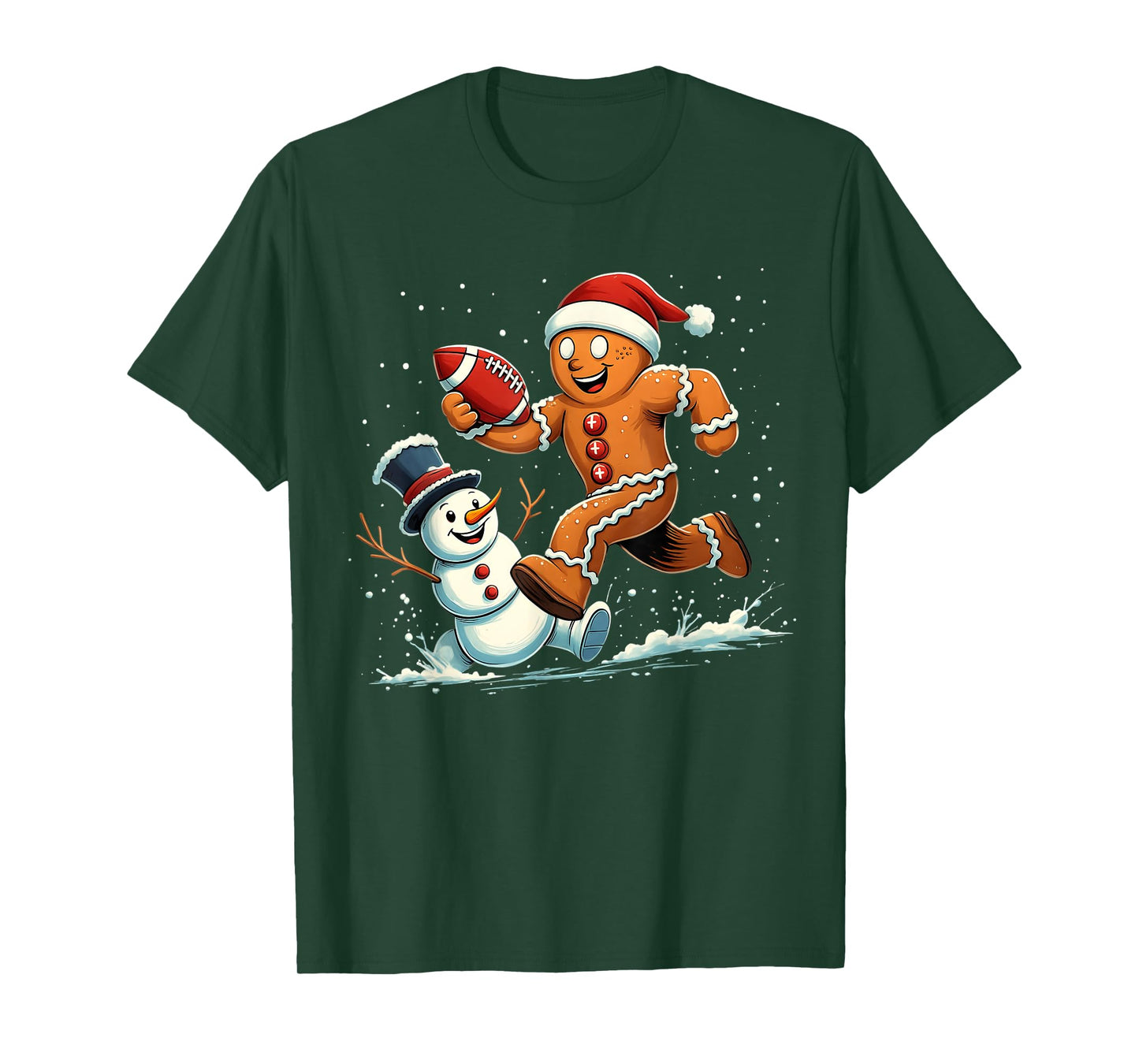 Snowman Gingerbread Football Christmas Funny Men Boys Kids T-Shirt