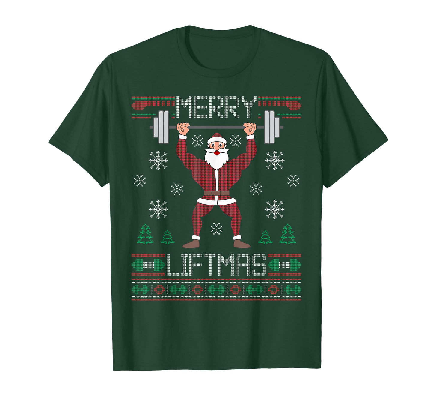 Merry Liftmas Ugly Christmas Sweater Santa Claus Gym Workout T-Shirt