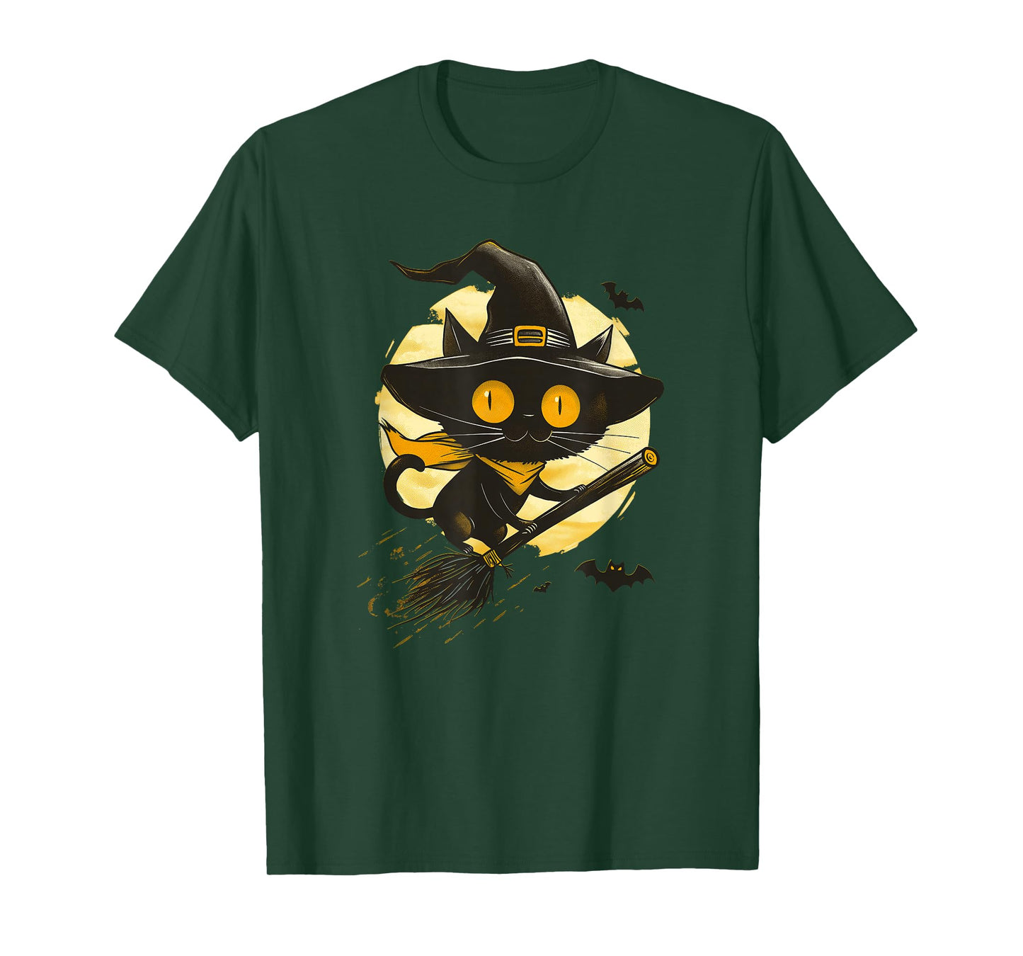 Spooky Black Cat Witch Halloween T-Shirt