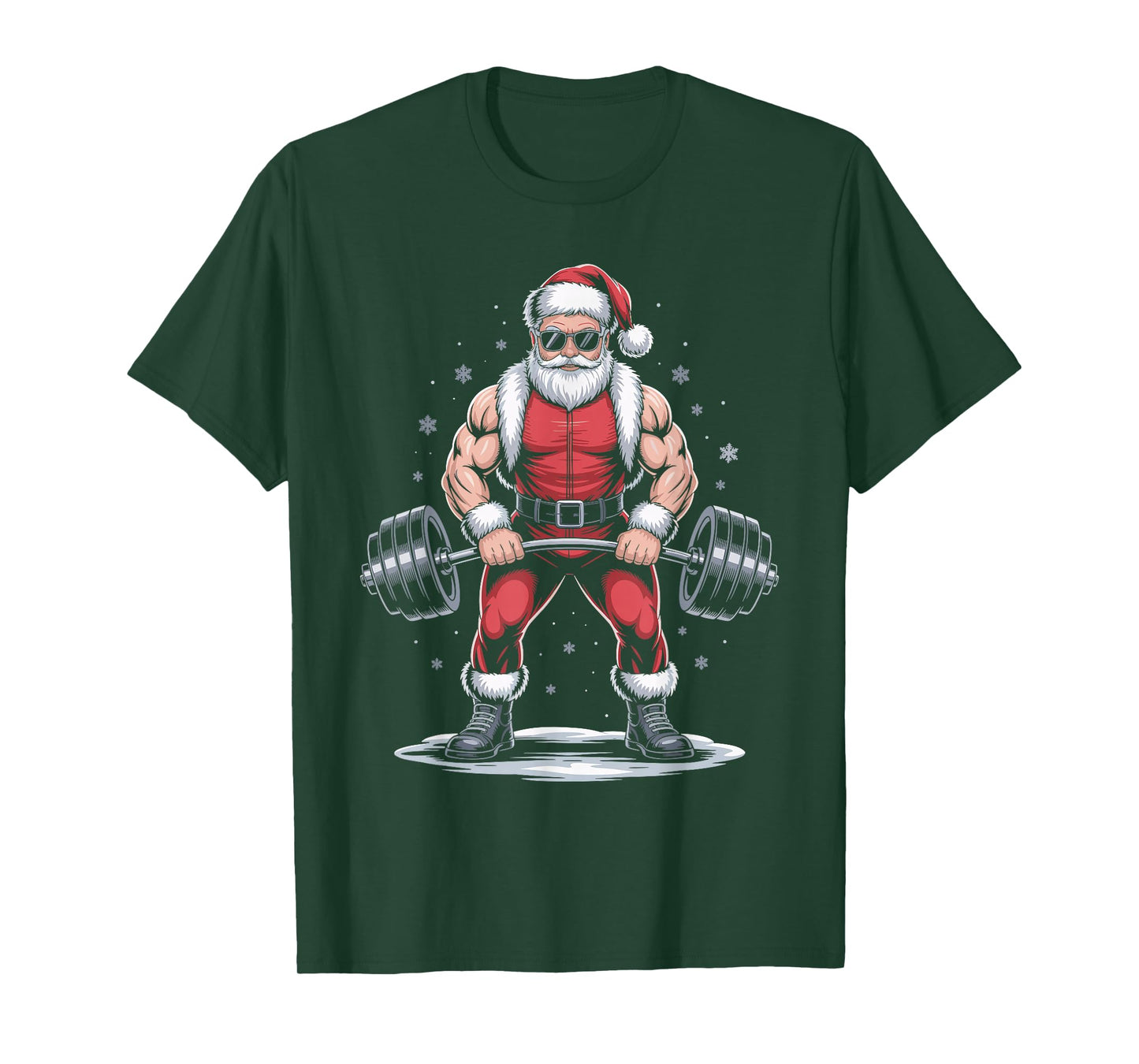 Santa Weightlifting Christmas Gym Fitness Deadlift Xmas Men T-Shirt