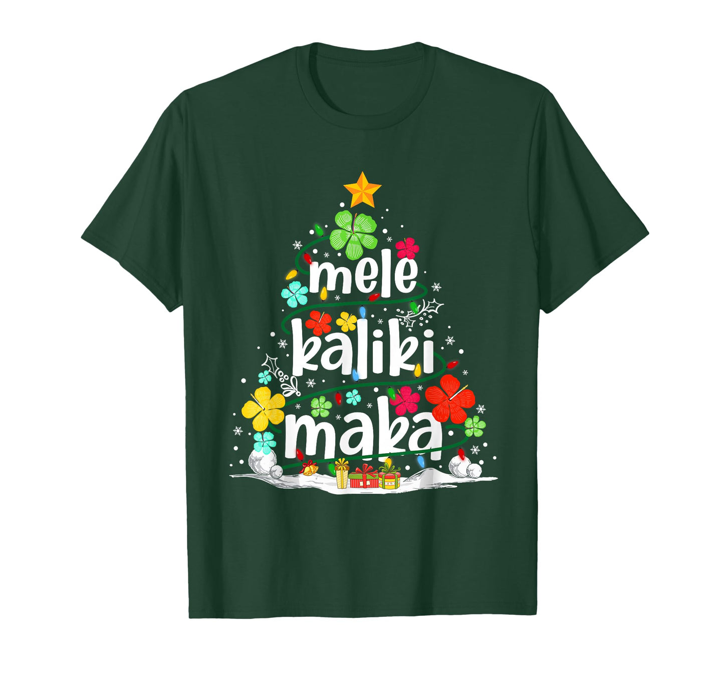 Mele Kalikimaka Tropical Christmas Hawaiian Santa Xmas Tree T-Shirt