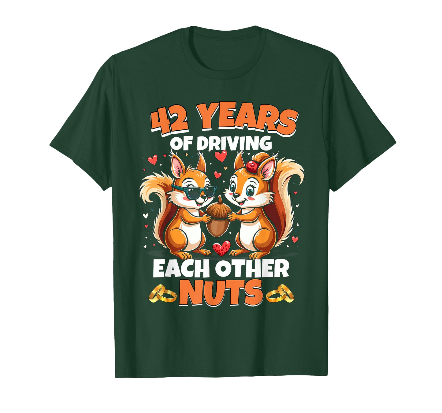 42nd Wedding Anniversary 42 Years Of Driving Each Other Nuts T-Shirt