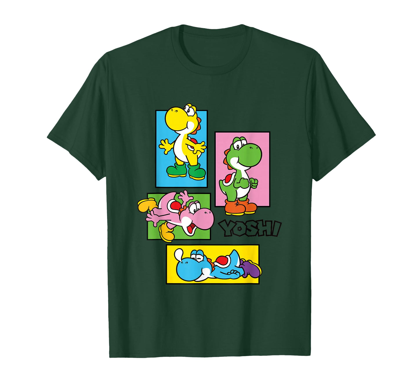 Super Mario Bros Yoshi Color Retro Expression Portraits T-Shirt
