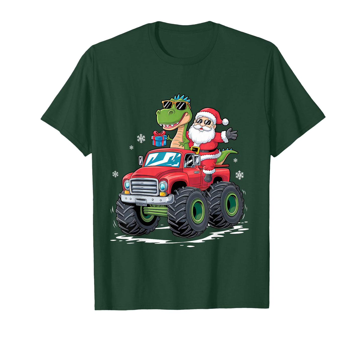 Santa Riding Dinosaur T rex Christmas Boys Kids Toddler T-Shirt