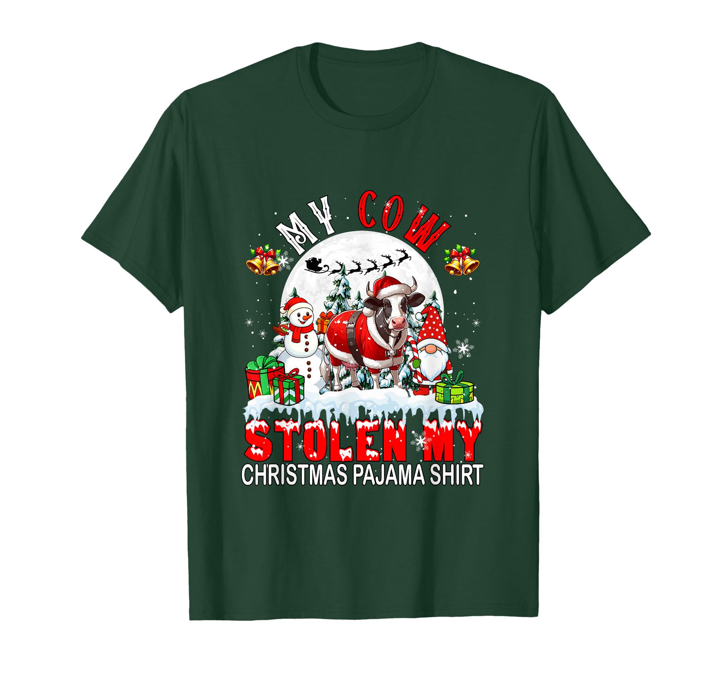 My Cow Stolen My Christmas Pajama Shirt Santa Farmer Owner T-Shirt