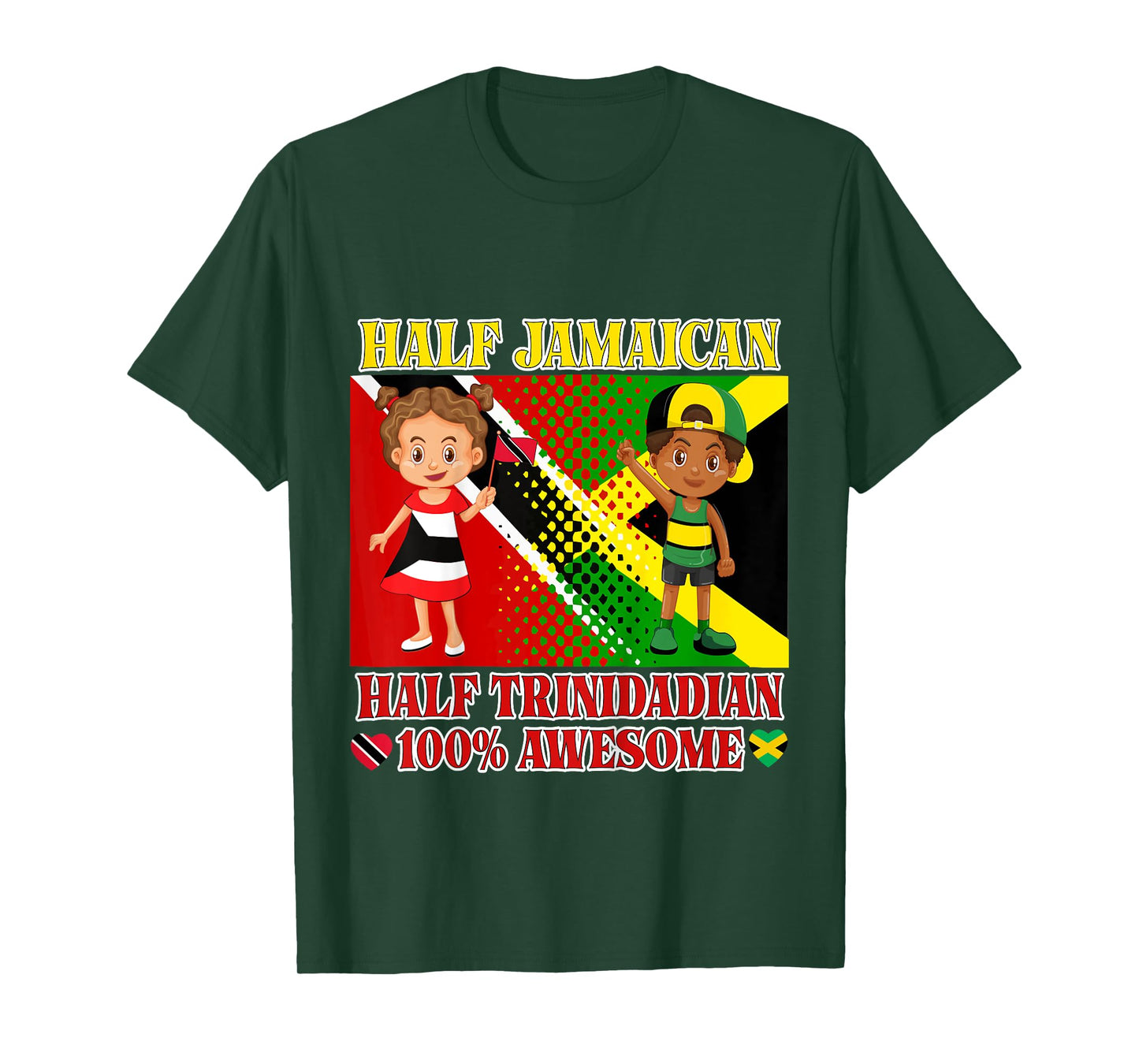 Half Trini Half Jamaican Toddler Trinidad Flag Root Girl Boy T-Shirt