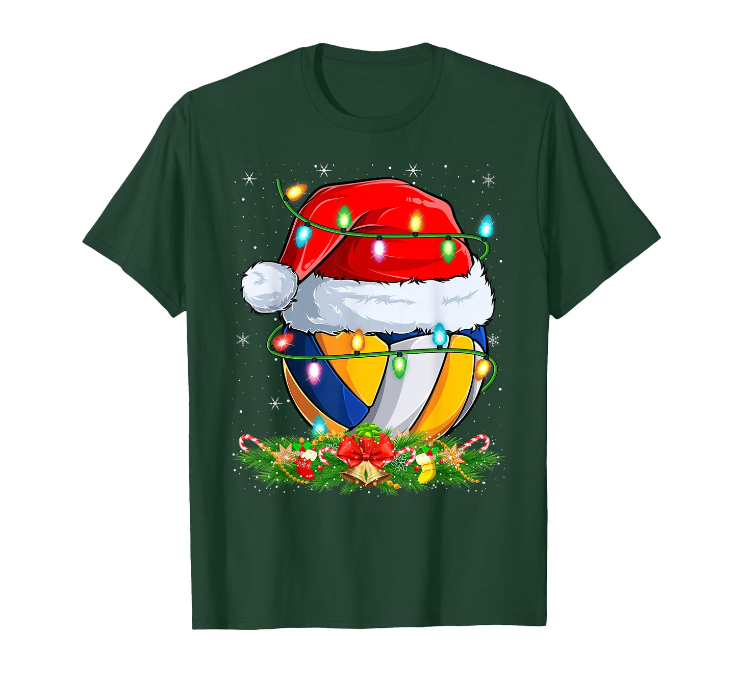 Volleyball Christmas Lights Funny Volleyball Player Xmas T-Shirt