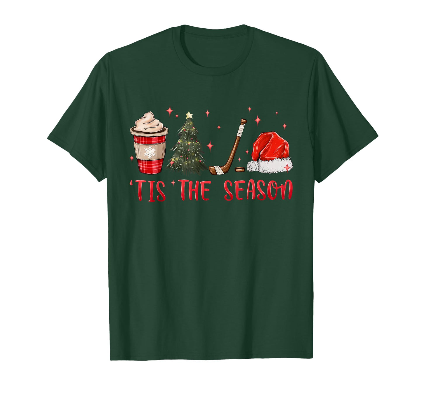 Tis The Season Hockey Coffee Xmas Tree Ice Hockey Christmas T-Shirt
