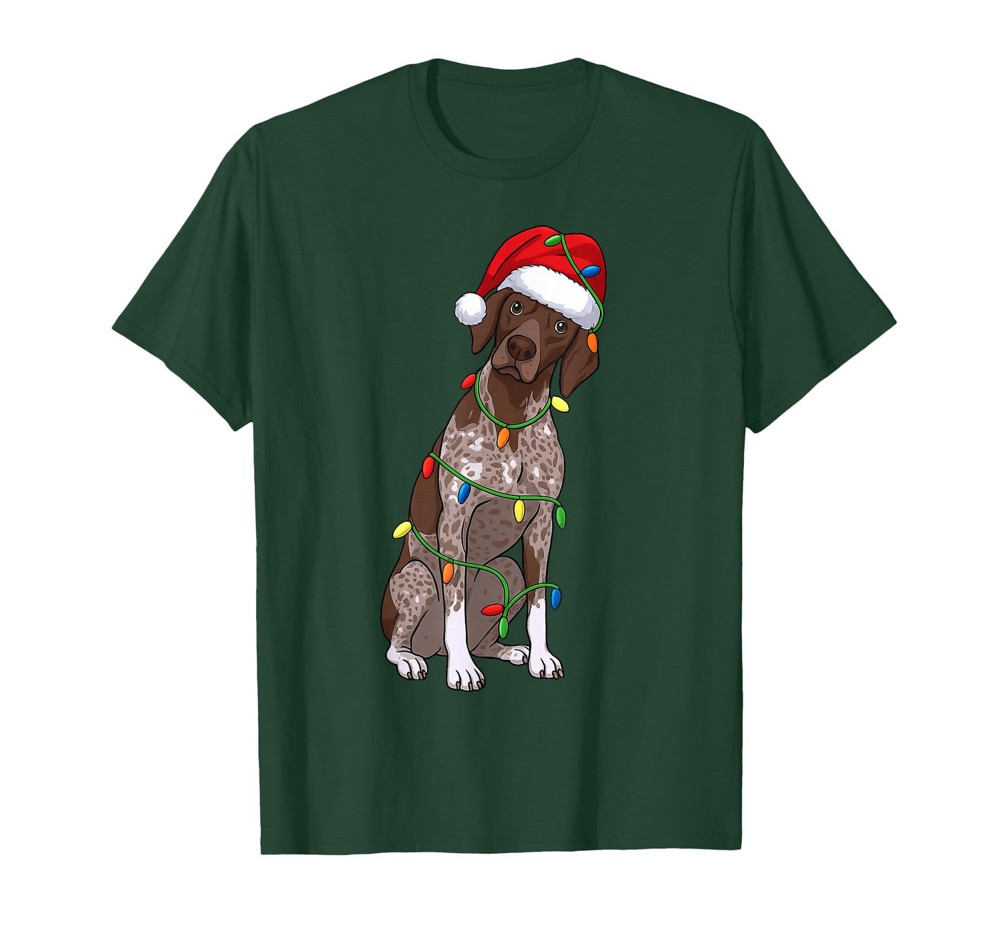 German Shorthaired Pointer Christmas Tree Lights Holiday Dog T-Shirt