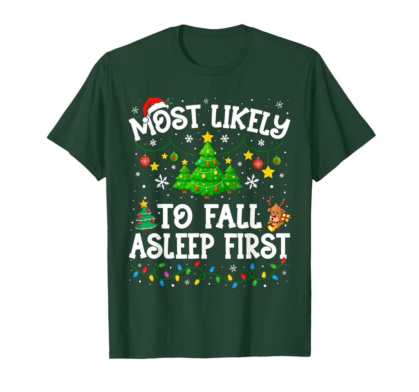 Most Likely to Fall Asleep First Christmas Family Matching T-Shirt