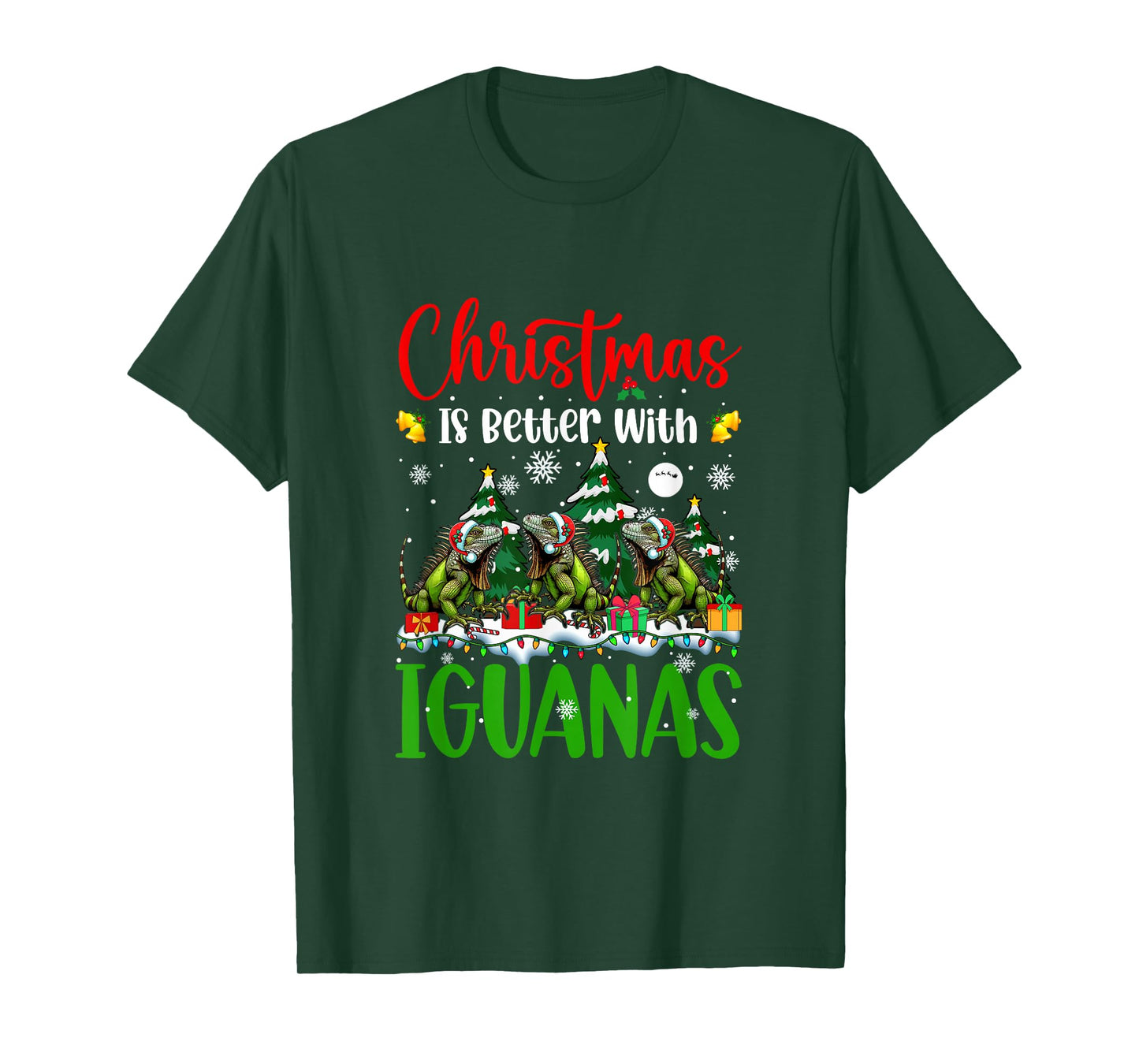 Xmas is Better Funny Joke Iguanas Lover Christmas Tree T-Shirt