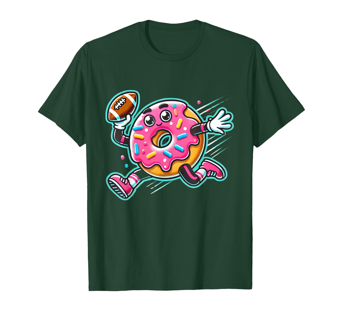 Funny Donut Playing Football Food Champ Sports Donut T-Shirt