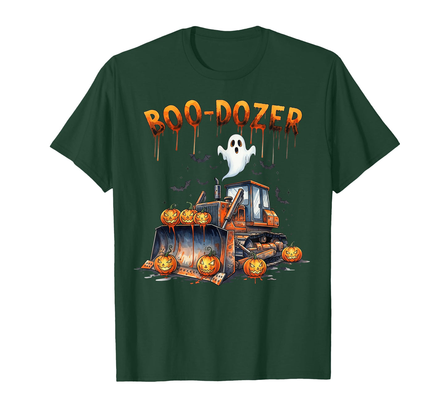 Boo Dozer Ghost Bulldozer Halloween Construction Trucks Kids T-Shirt