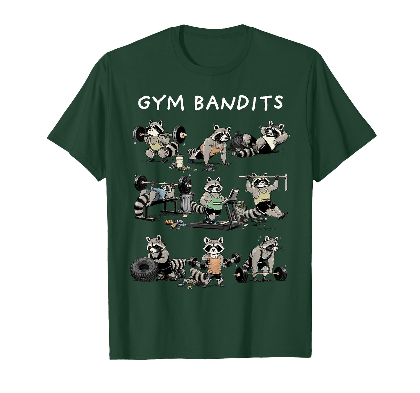 Raccoon Shirt Funny Fitness Gym Bandits Raccoon Workout T-Shirt