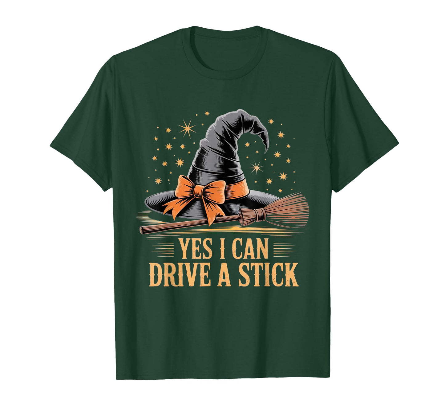 Yes I Can Drive a Stick Funny Witch Halloween T-Shirt