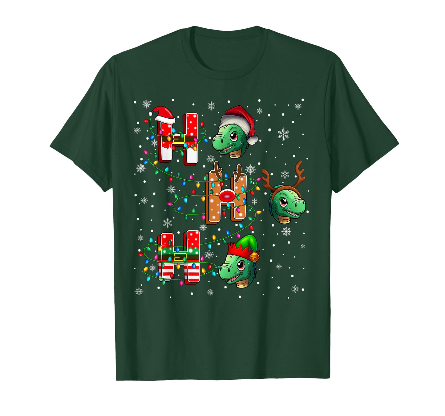 Ho Ho Ho Santa Reindeer Hat Elf Dinosaur Animal Christmas T-Shirt