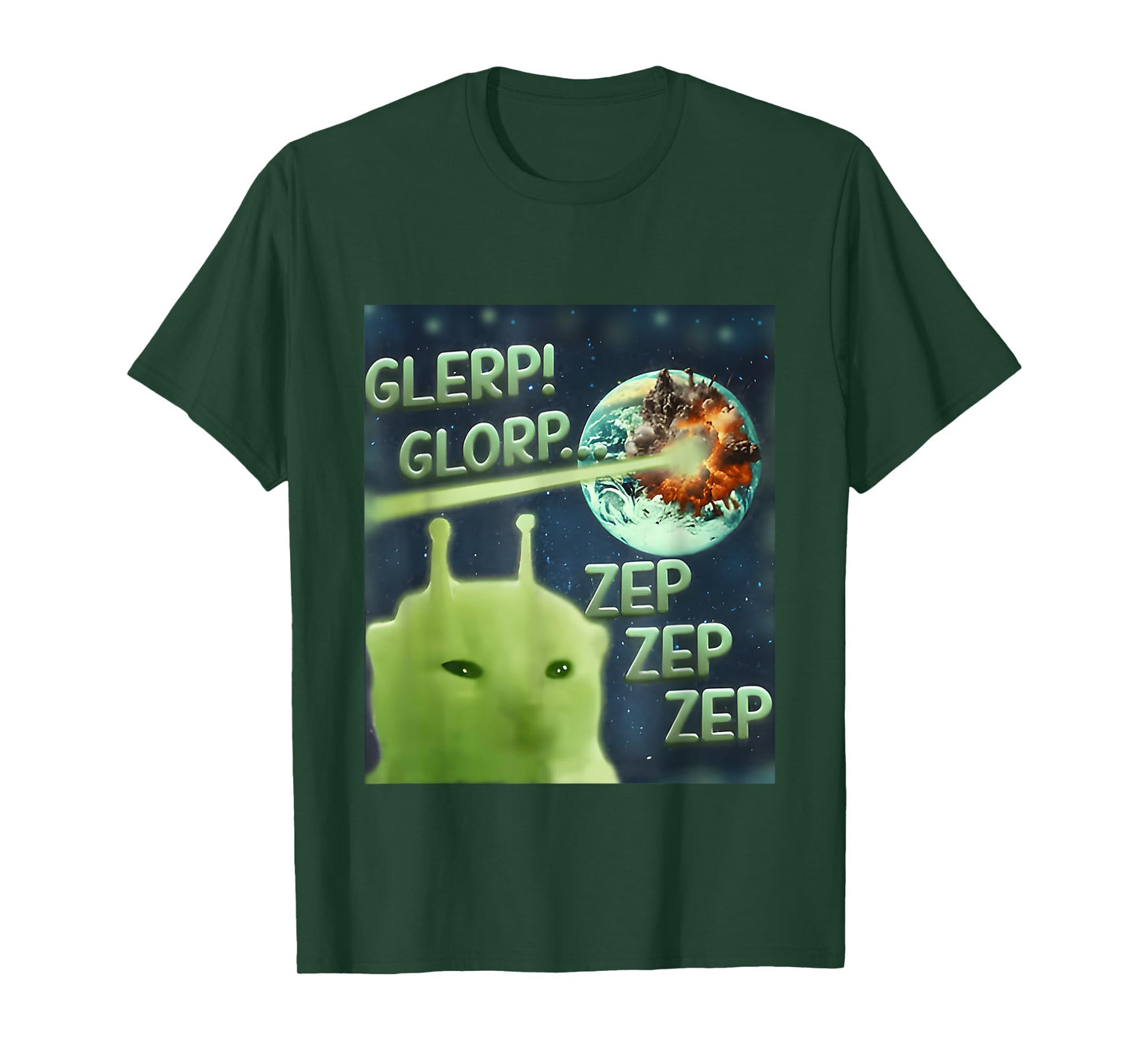Glerp Glorp Funny Alien Cat Meme, Brainrot Tee, Costume T-Shirt