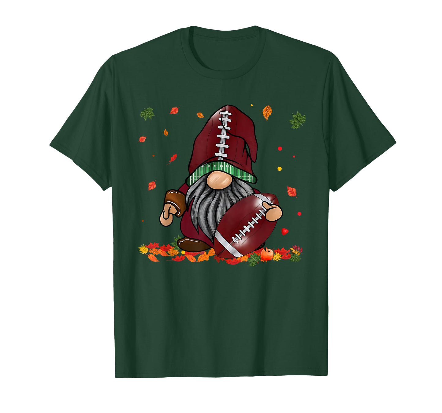 Gnome Football Season Thanksgiving Fall Leaves Autumn T-Shirt