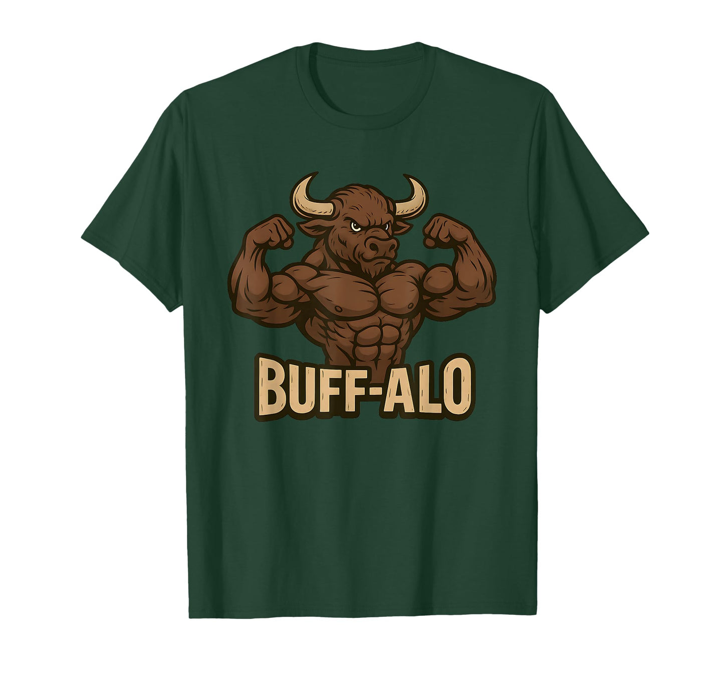 Funny Gym Buffalo Animal Pun Workout Flexing Bull Men Women T-Shirt