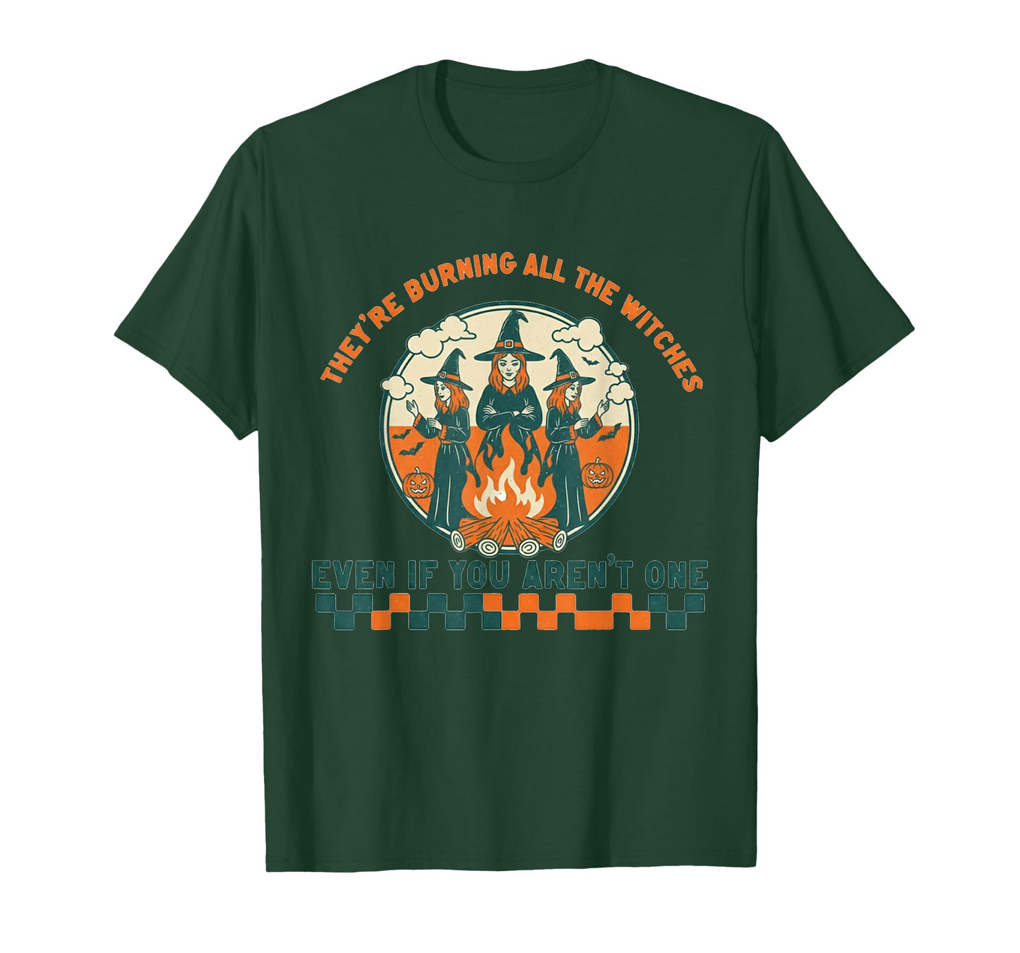 Groovy Vintage Halloween They're Burning All The Witches T-Shirt