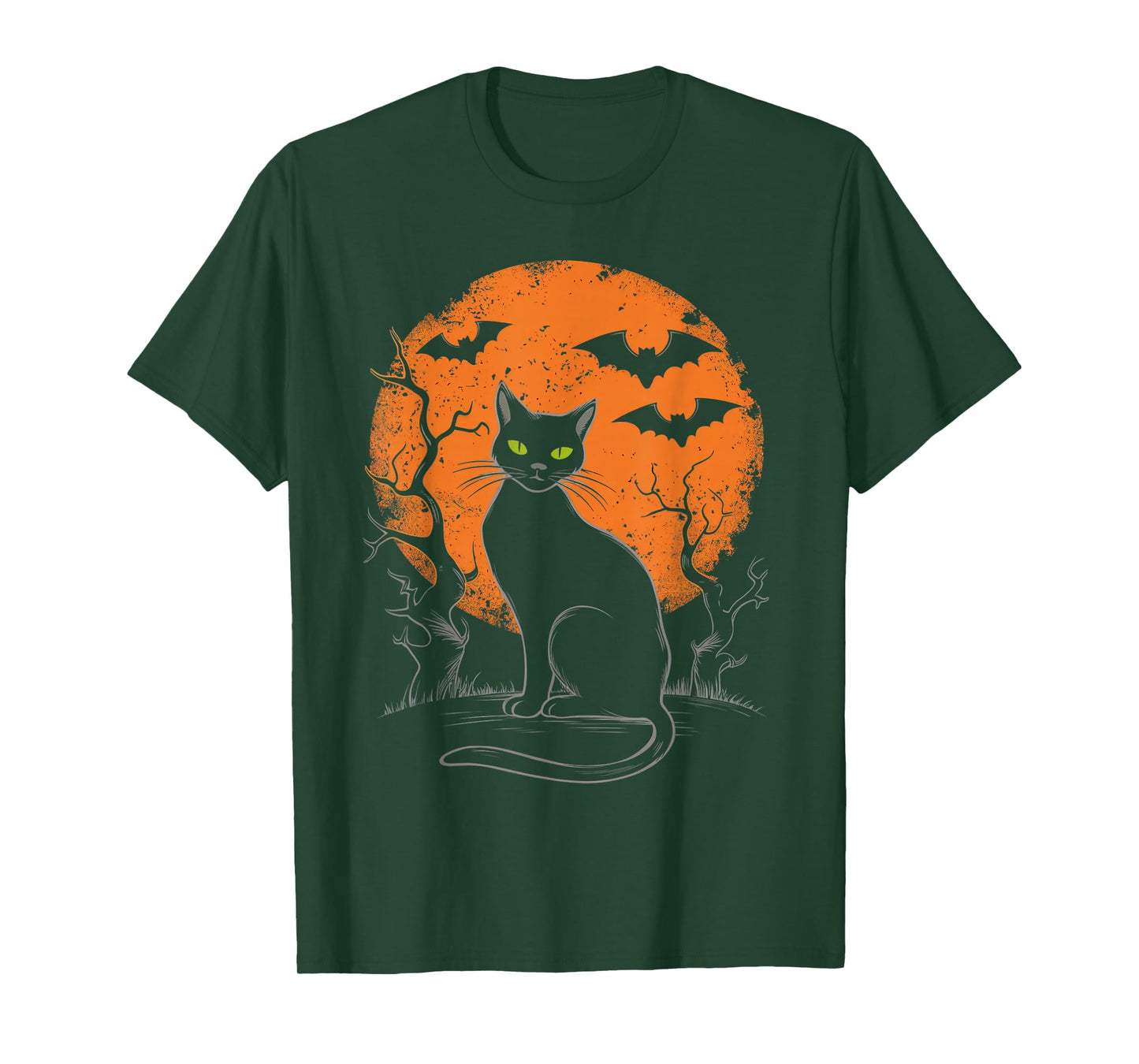 Vintage Halloween Moon Cat Graphic Retro Scary Black Cat Men T-Shirt