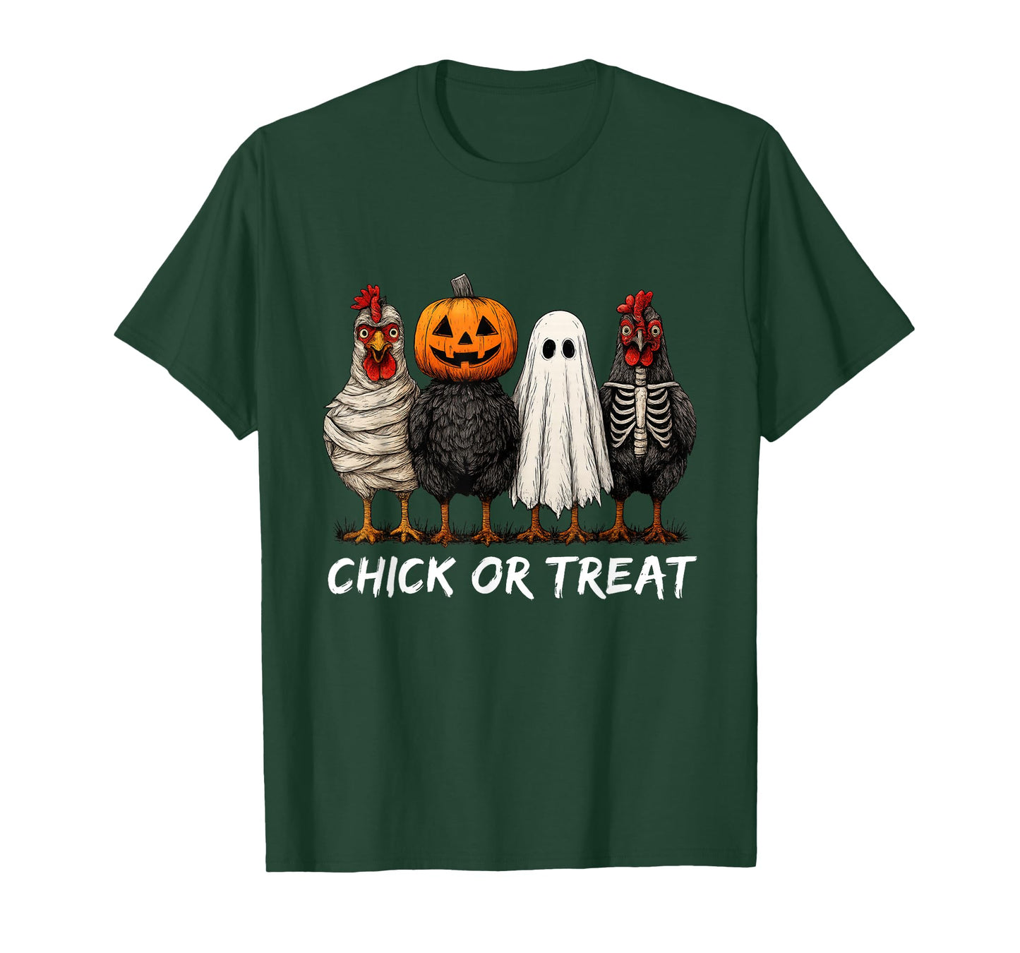 Chick Or Treat Halloween Pumpkin Ghost Spooky Funny Chicken T-Shirt
