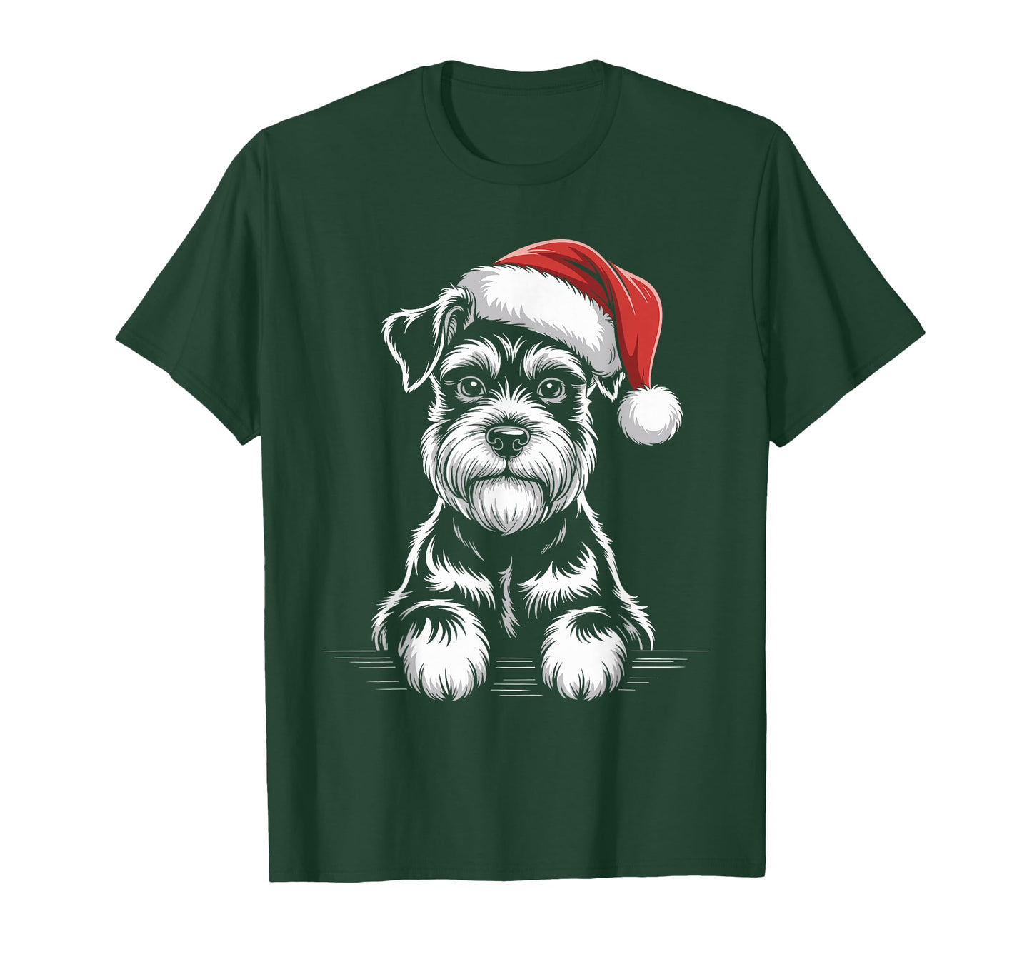 Cute Schnauzer Christmas Santa Hat Dog Lover Xmas T-Shirt