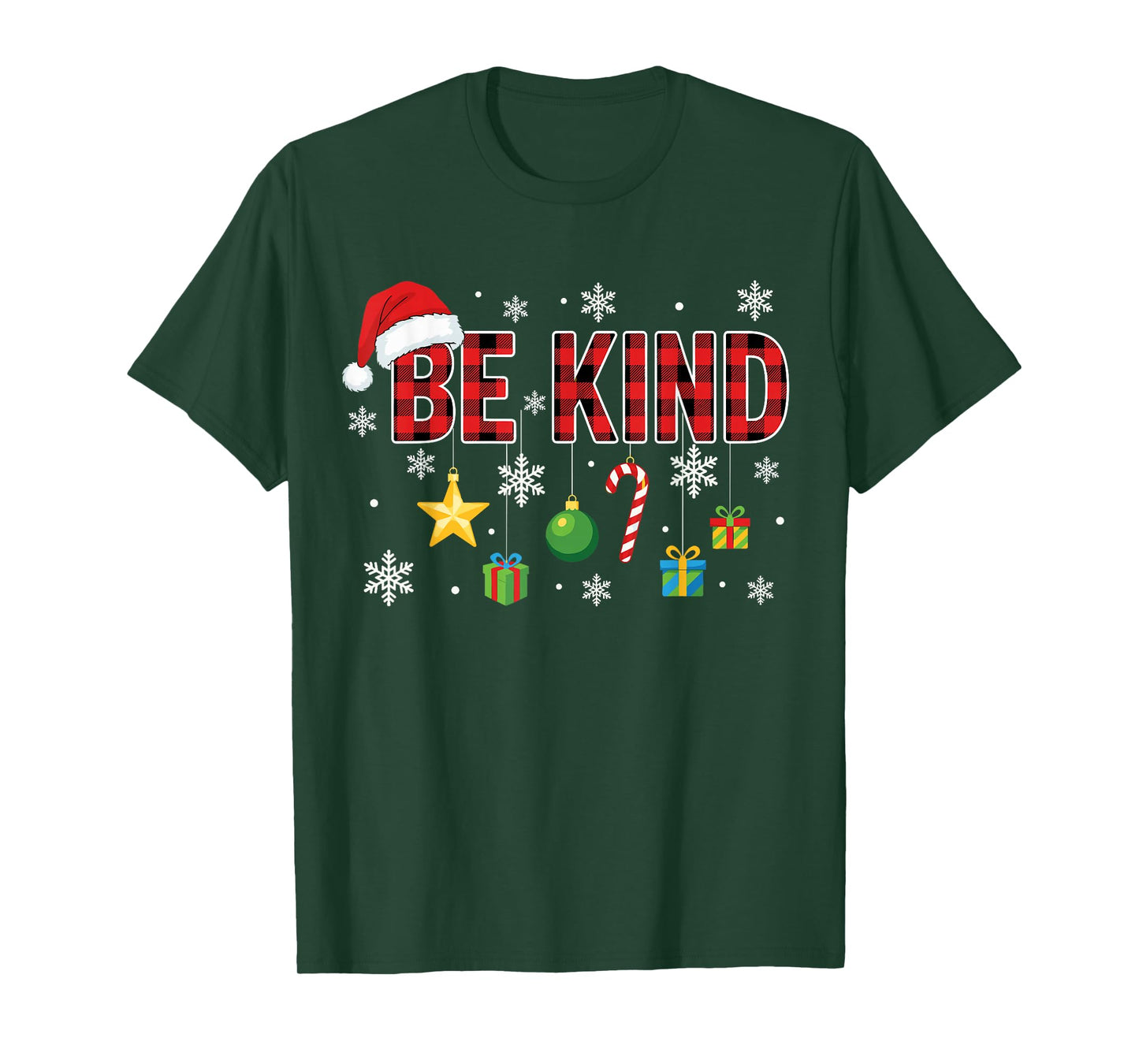 Christmas Be Kind Red Plaid Quote Xmas Family and Friends T-Shirt