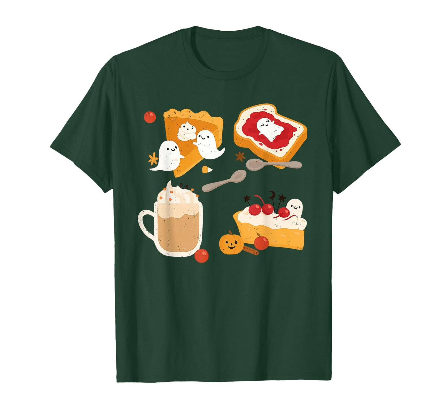 Ghost Pumpkin Pie Coffee Lover Halloween Cute Ghoul Spirit T-Shirt