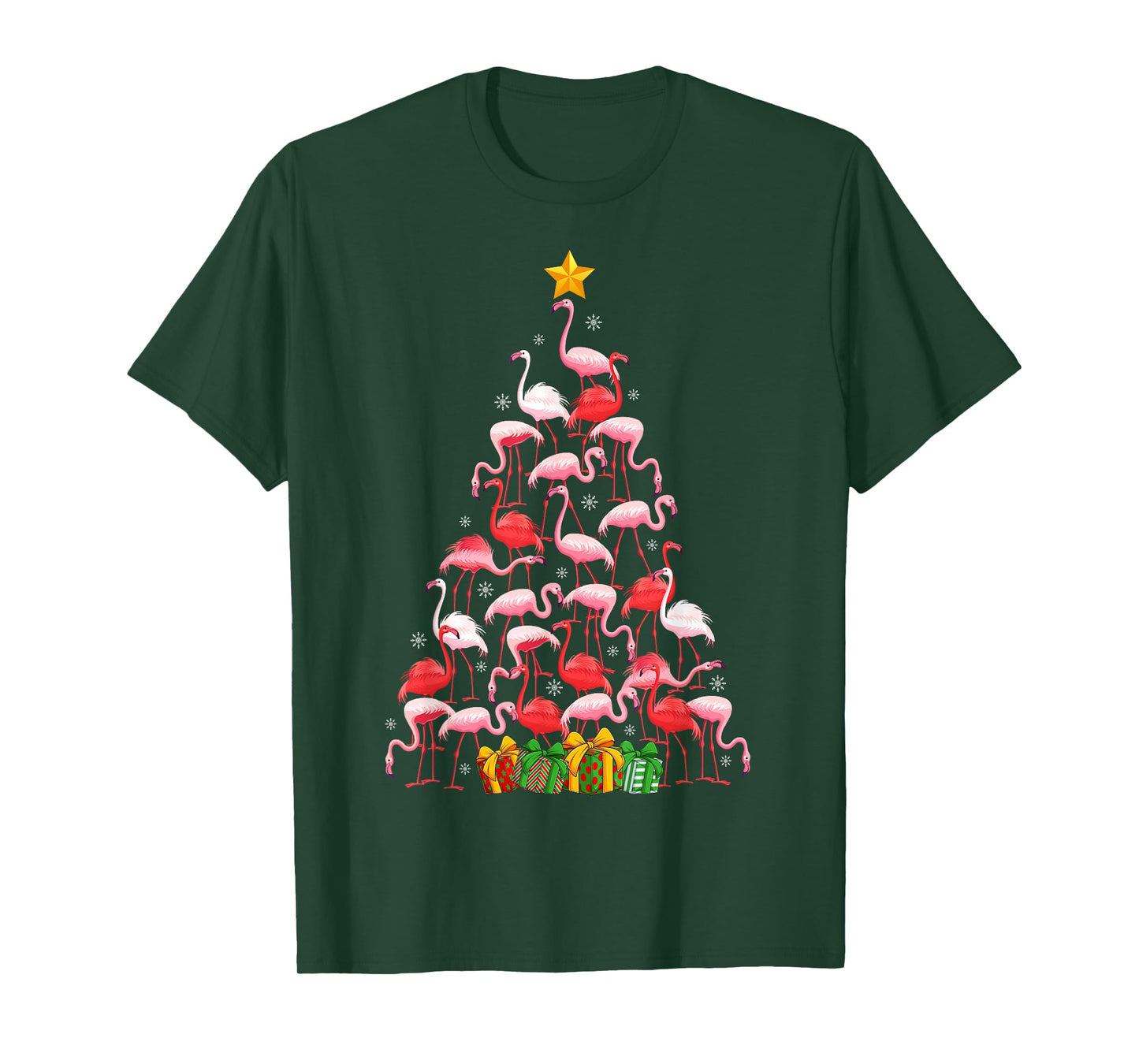 Flamingo Christmas Tree Lights Holiday Decor Flamingo Xmas T-Shirt
