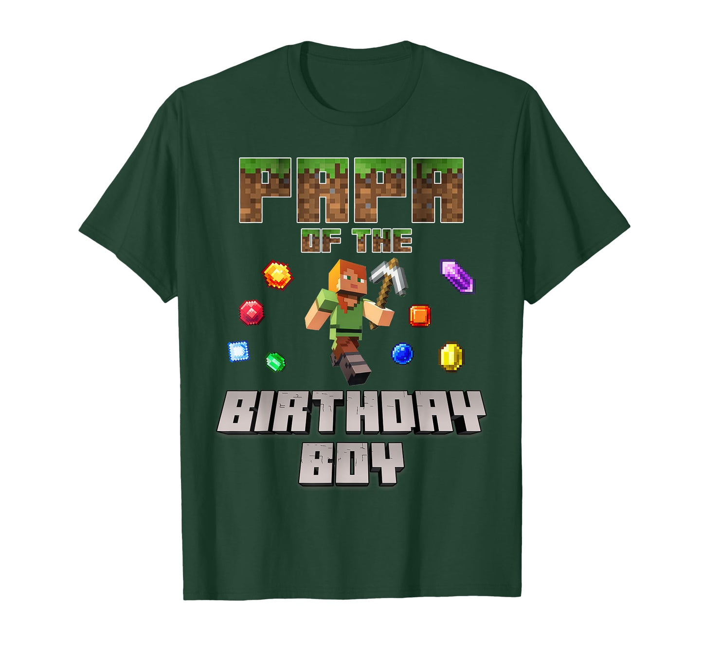Papa Of The Birthday Boy Video Gamer Pixel Number T-Shirt