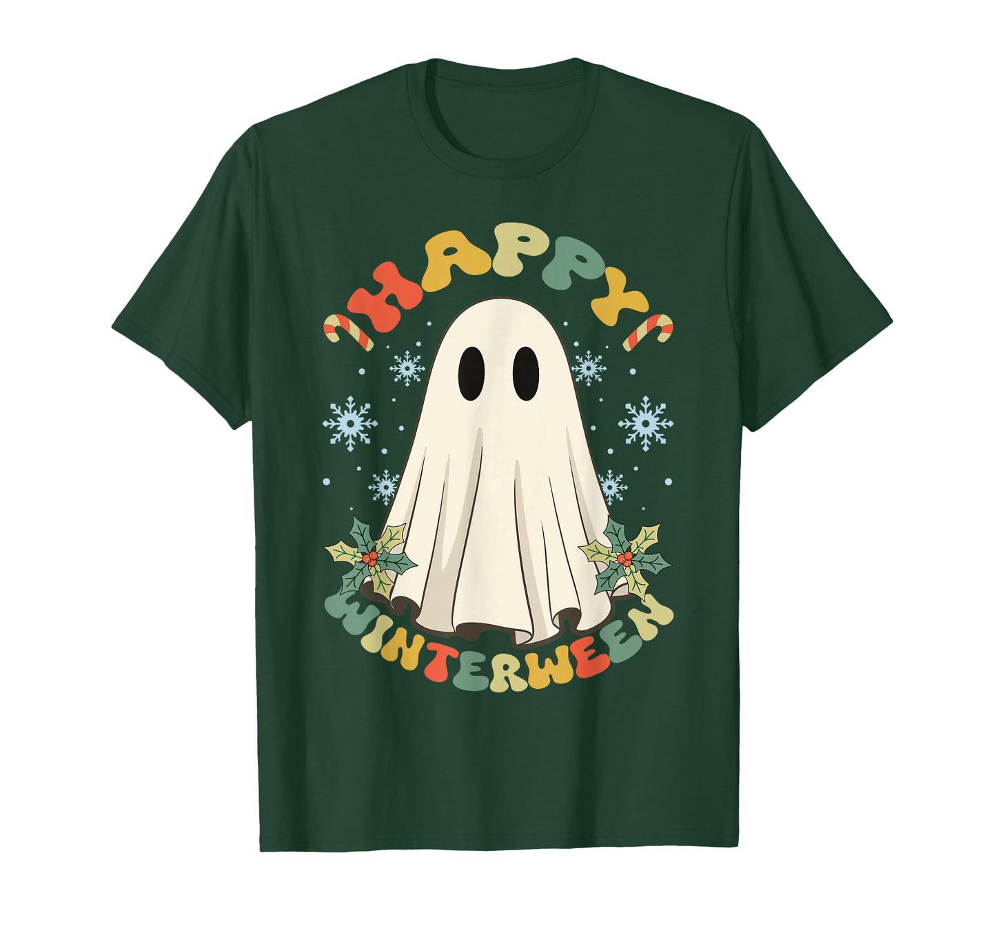Happy Winterween Winter Halloween Christmas Retro Vintage T-Shirt