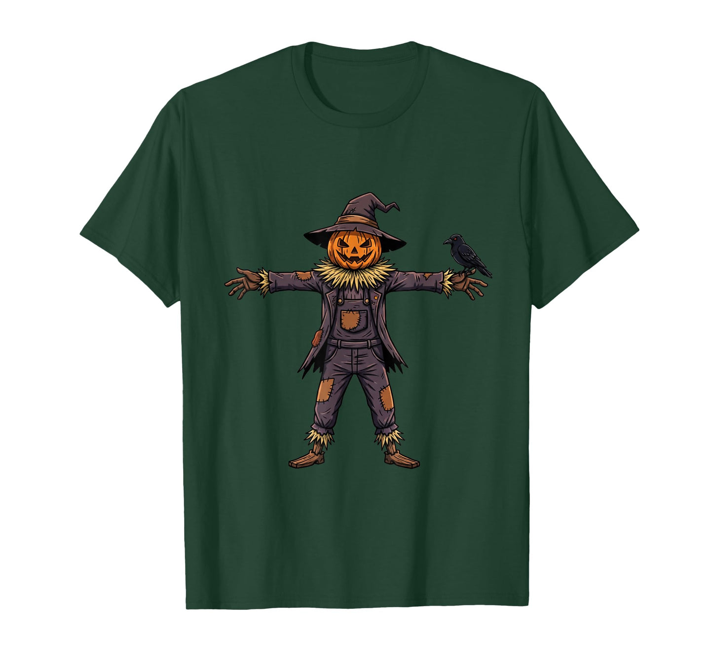 Pumpkin Head Crow Scarecrow Creepy Halloween Harvest Jack O T-Shirt