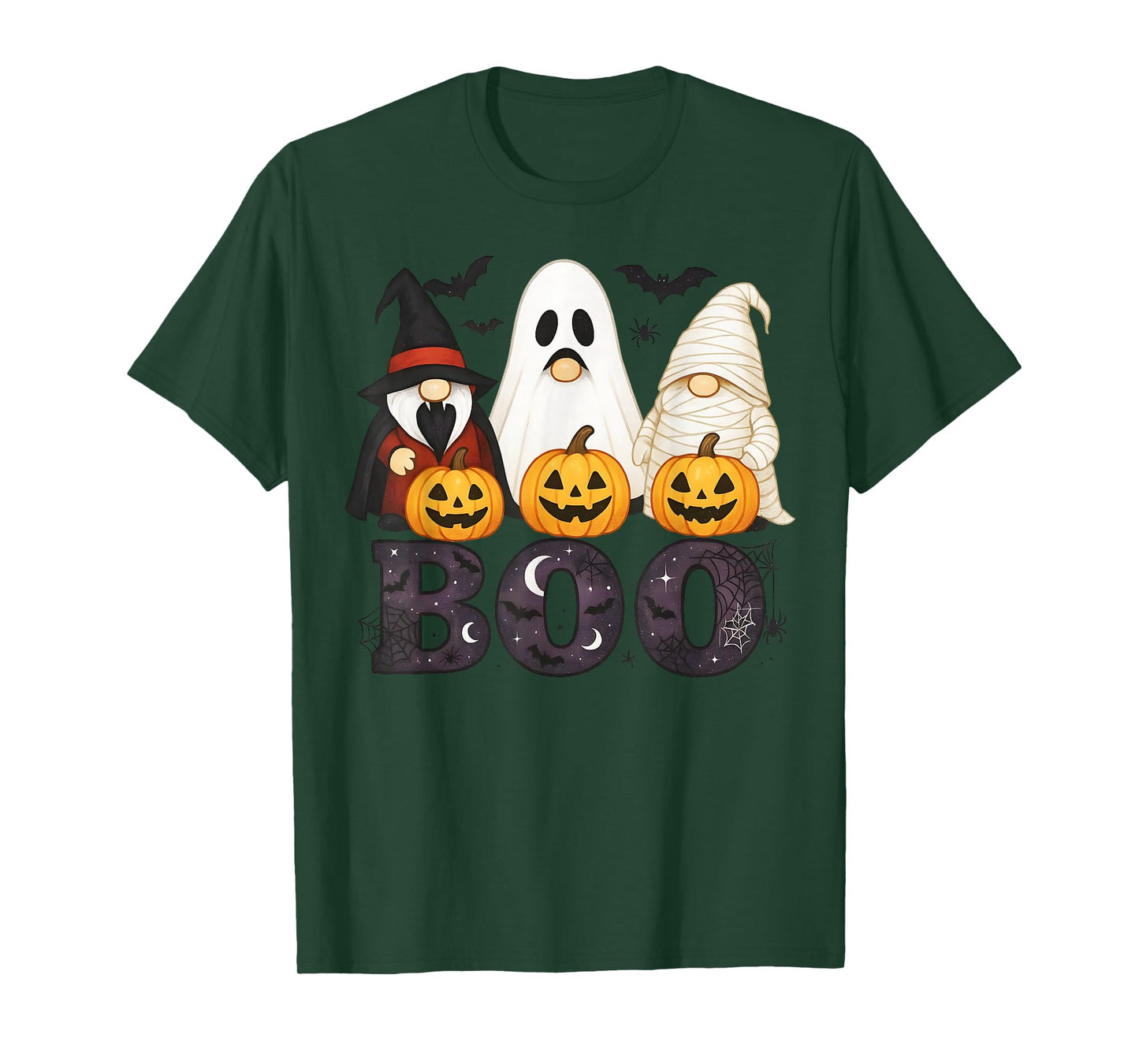 Spooky Cute Boo Witch Gnome Halloween Pumpkins Spiders Women T-Shirt