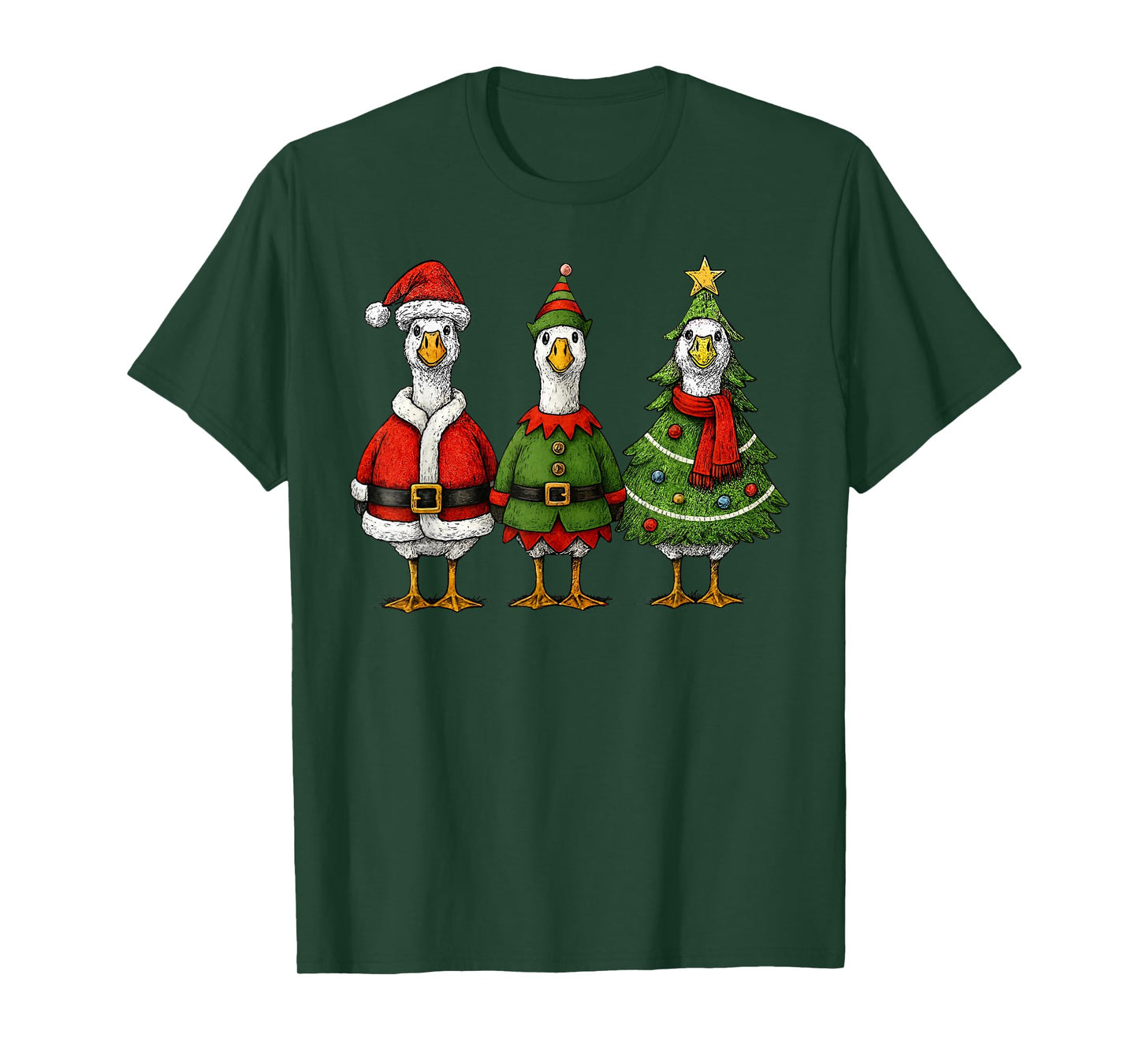 Merry Christmas Funny Goose Santa Squad Pajamas Xmas Holiday T-Shirt