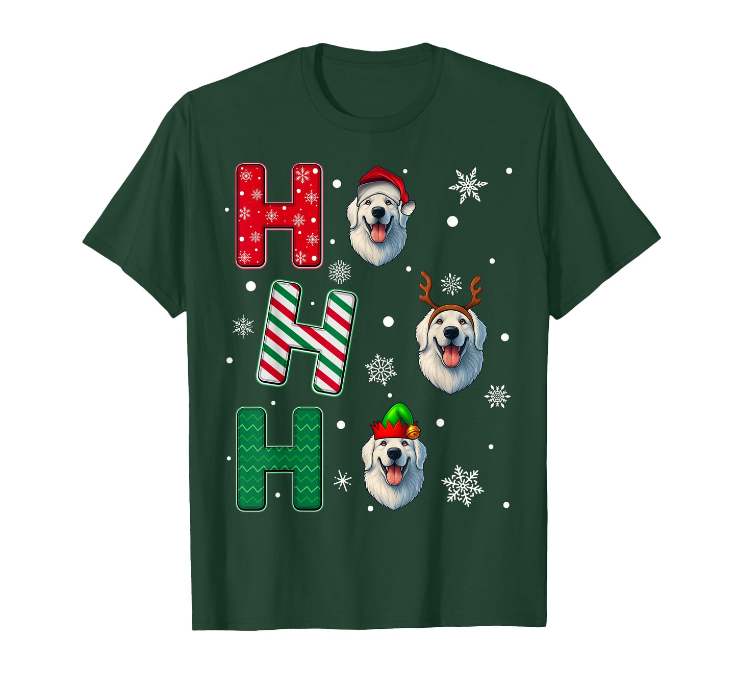 Ho Ho Ho Great Pyrenees Dog Lover Christmas Santa Elf Xmas T-Shirt