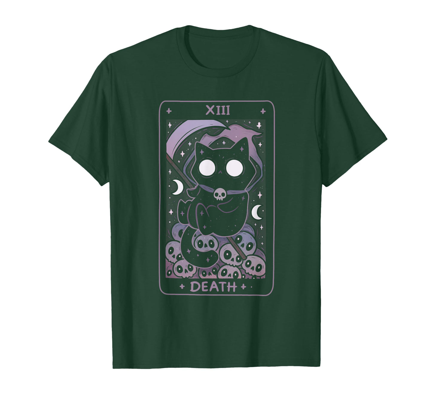 Black Cat Tarot Card Death Halloween Witchy Cat Lover T-Shirt