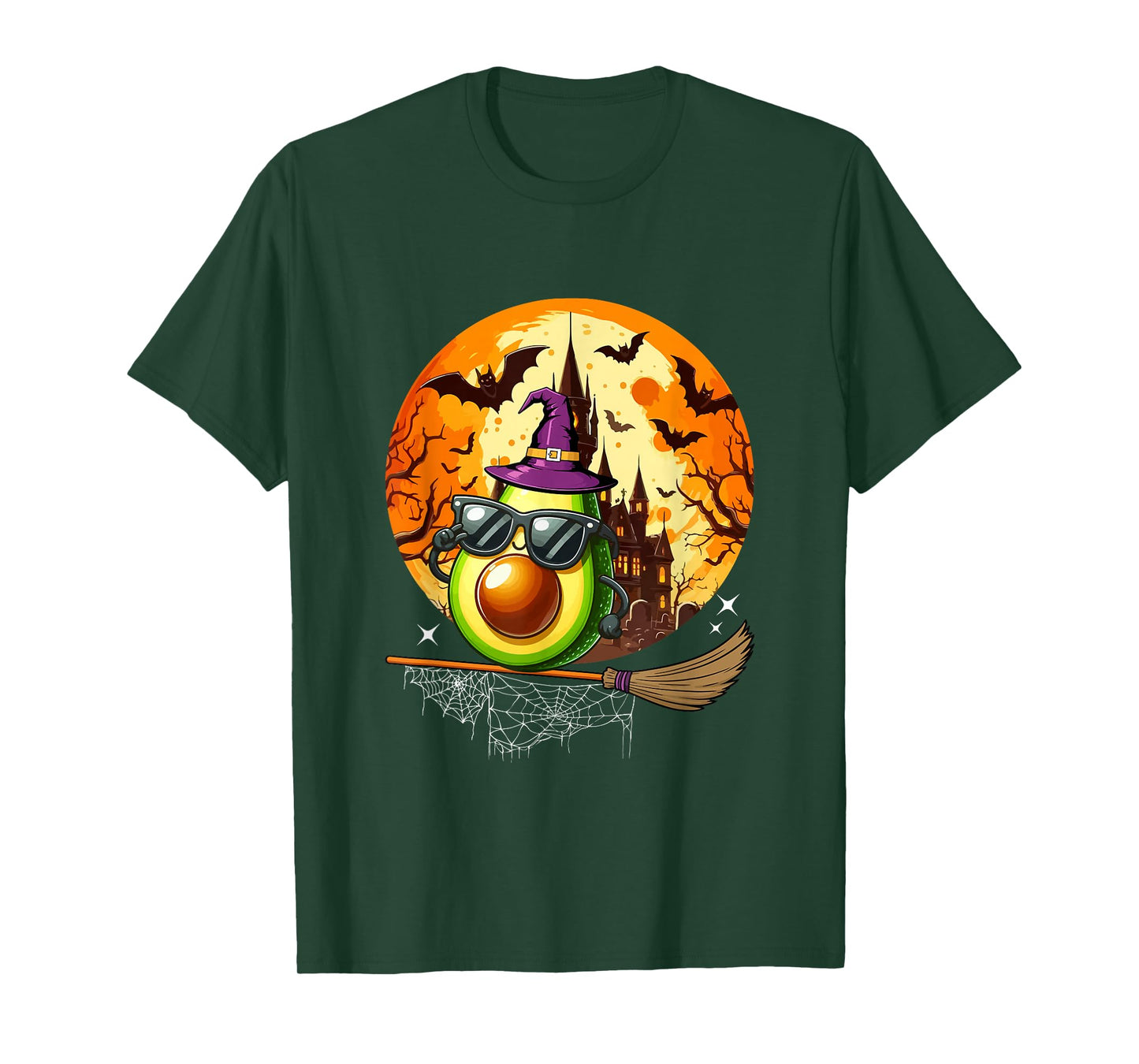 Avocado Sunglasses Cosplay Witch Halloween Moon Funny Vegan T-Shirt