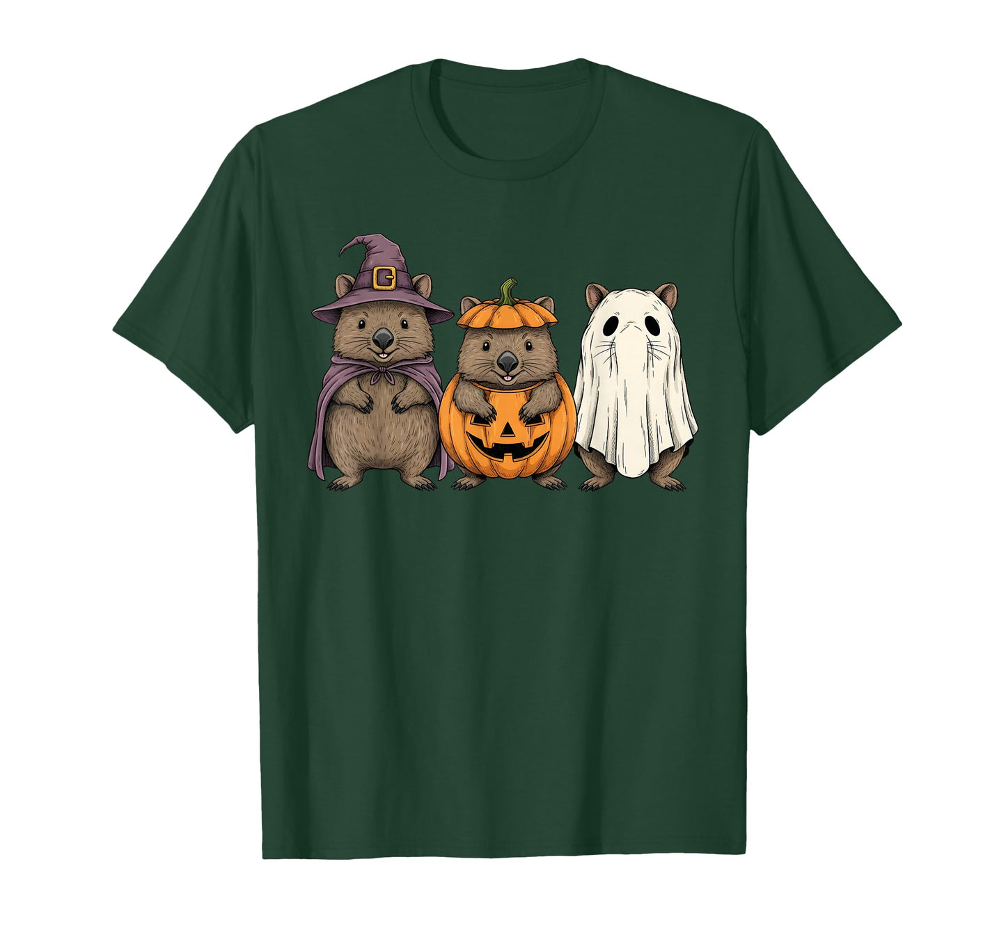 Spooky Ghost Wombat Lover Pumpkin Halloween T-Shirt