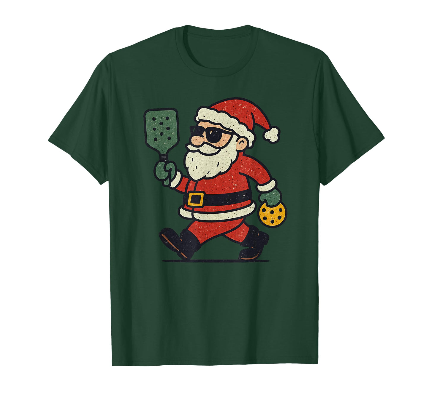 Santa Playing Pickleball Christmas Vintage Funny Xmas T-Shirt