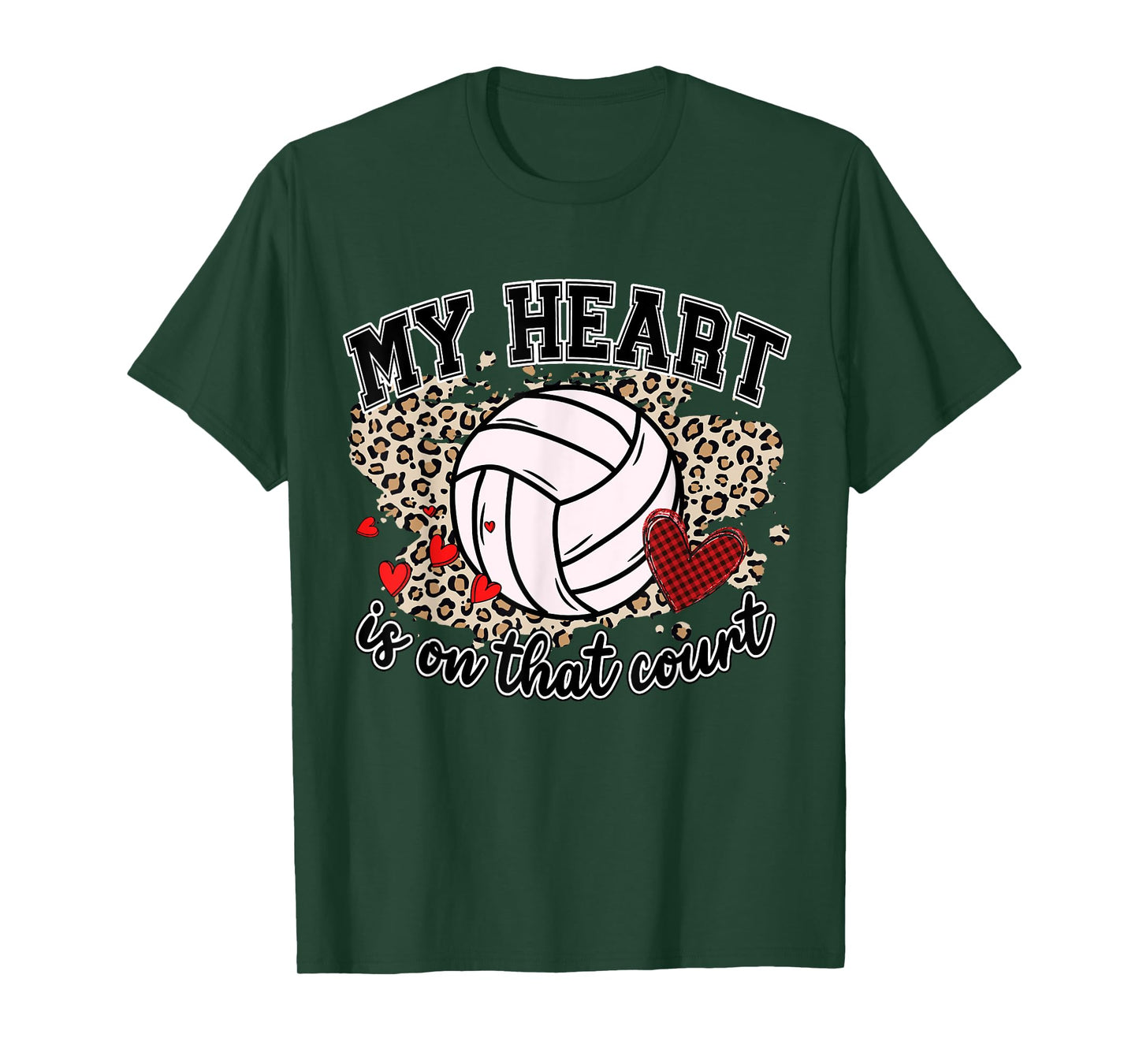 Leopard Volleyball Player My Heart's On That Court Game Day T-Shirt