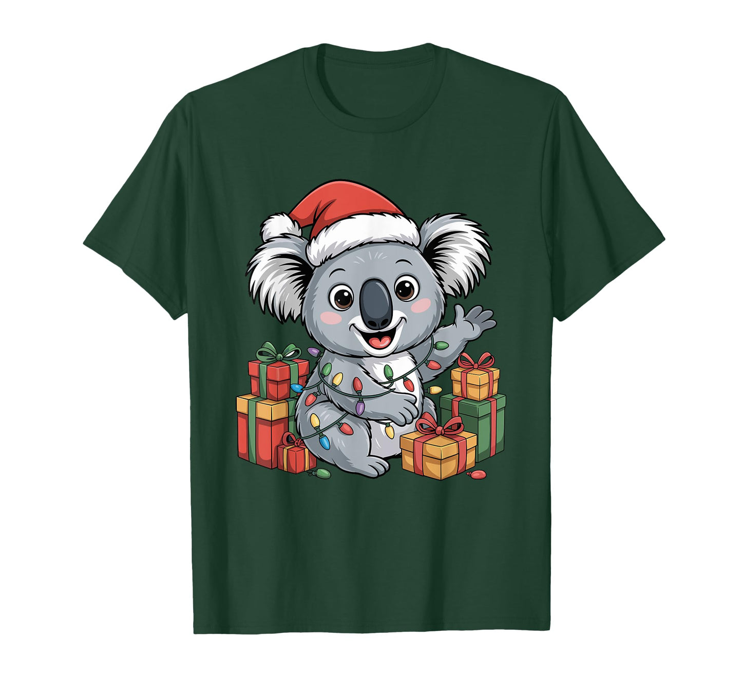 Funny Koala Santa Hat Animals Lovers Ugly Christmas Pajamas T-Shirt