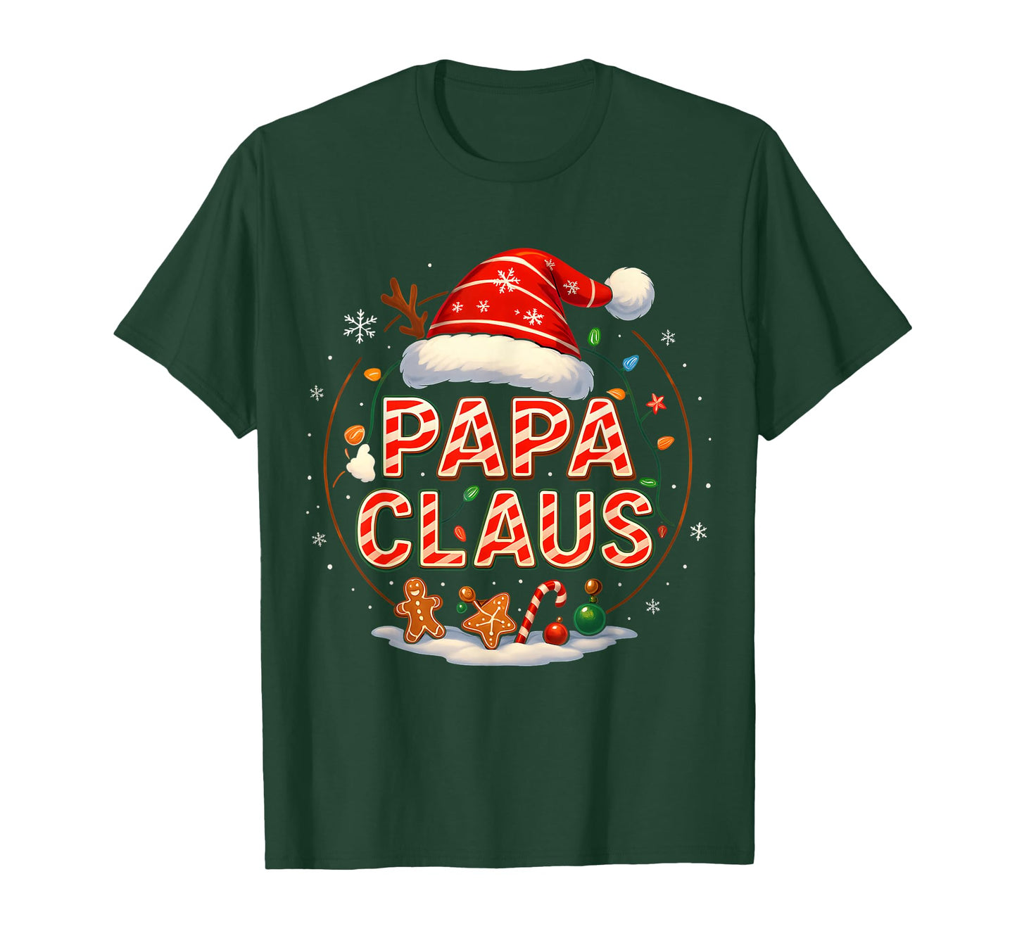 Papa Claus Christmas Lights Pajama Family Matching for Men T-Shirt