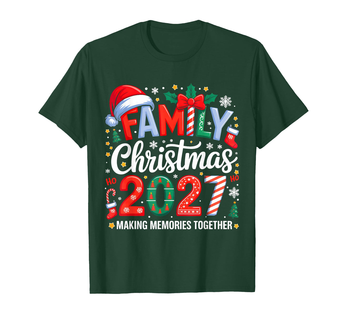Family Christmas 2027 Squad Santa Elf Xmas Matching Costume T-Shirt