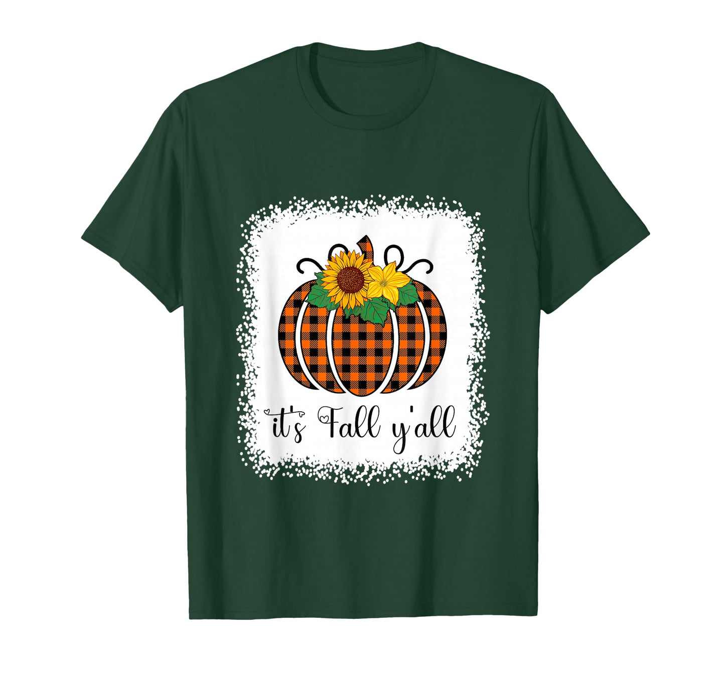 Funny Halloween Orange Pumpkin Buffalo Plaid It's Fall Y'all T-Shirt