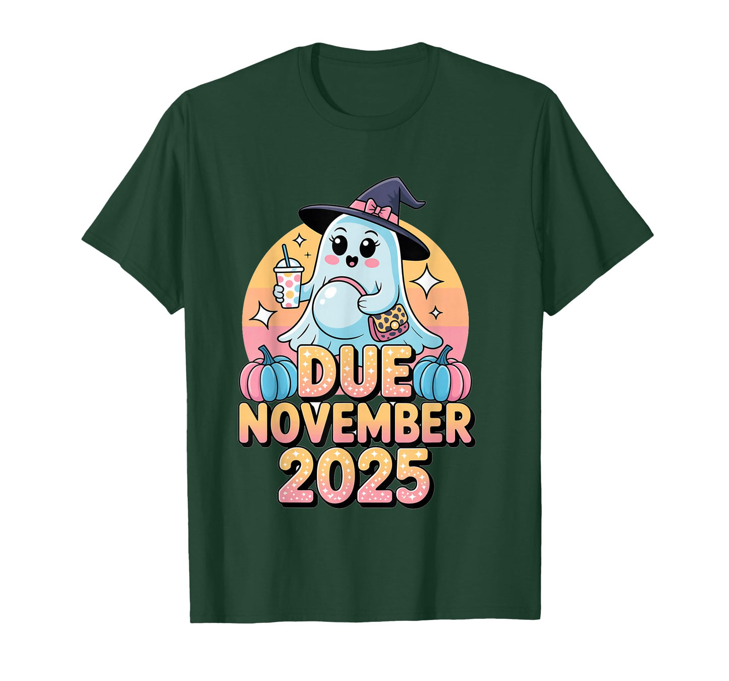 Halloween Pregnant Due November 2025 Mama Ghost Baby Mom T-Shirt