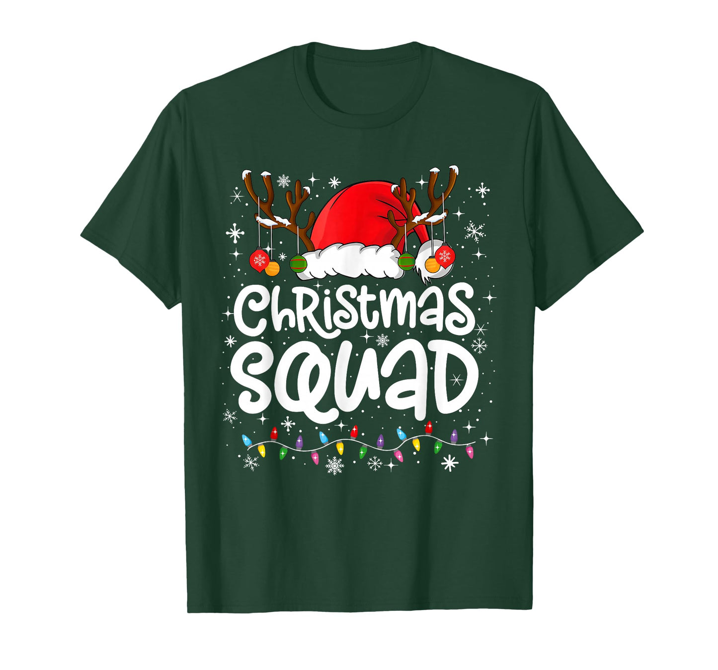 Christmas Squad Santa Xmas Lights Pajamas Snowflake Holiday T-Shirt