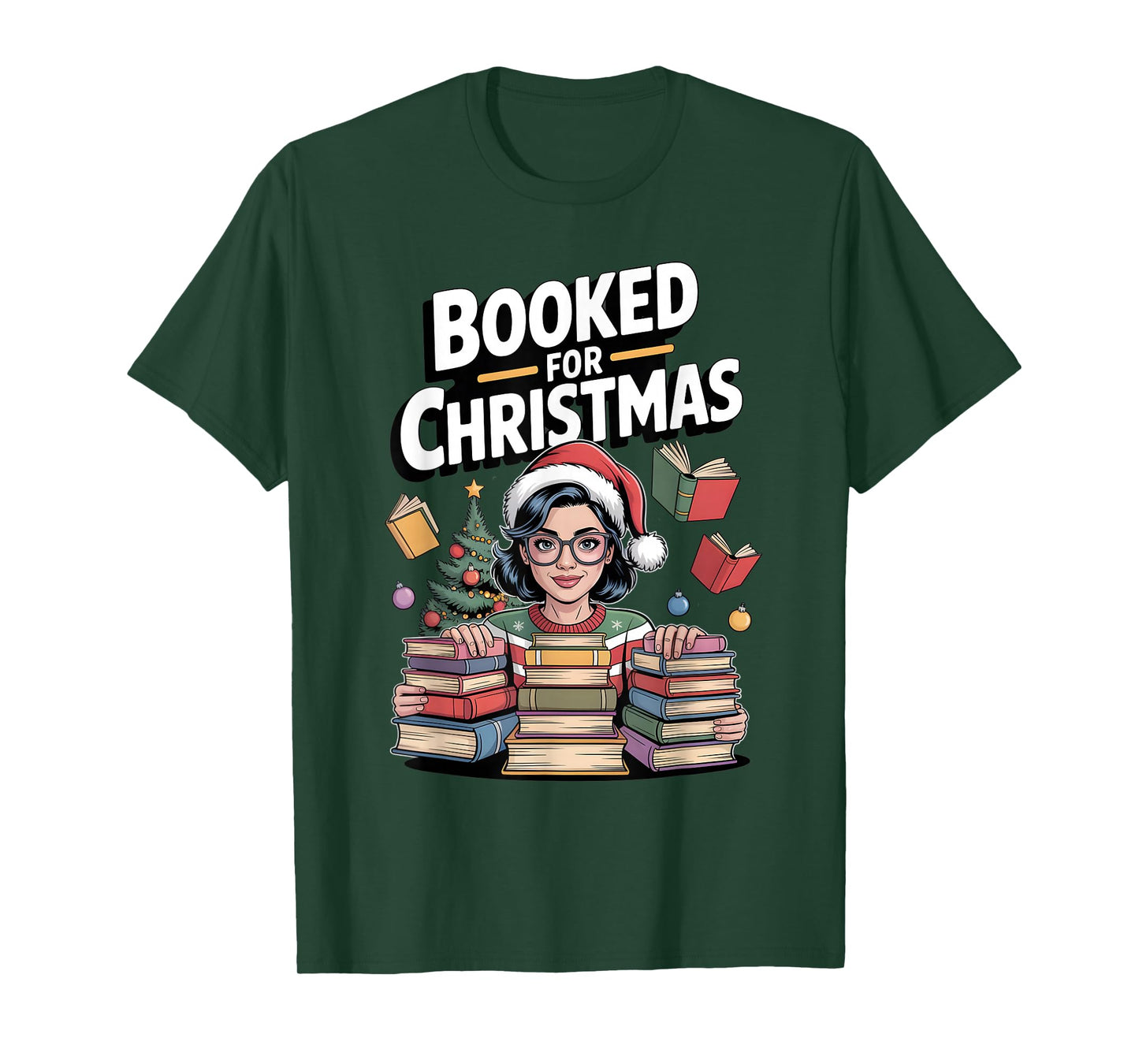 Booked for Christmas Reader Book Lover Holiday Reading T-Shirt